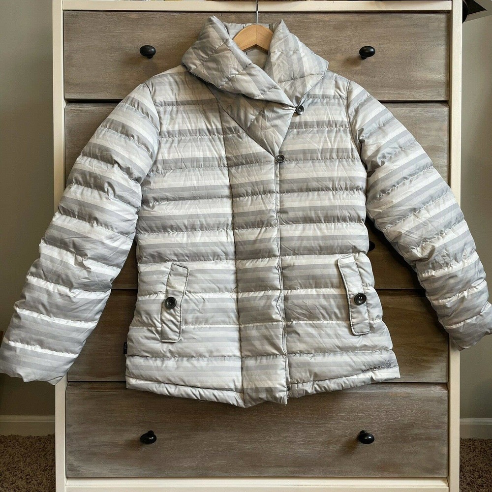 Merrell 650 Goose Down Striped Puffer Winter Coat Jacket